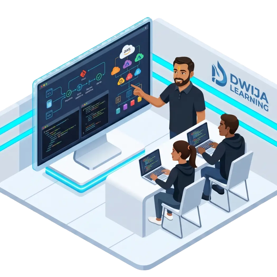 Students learning DevOps and cloud technology at Dwija Learning Platform